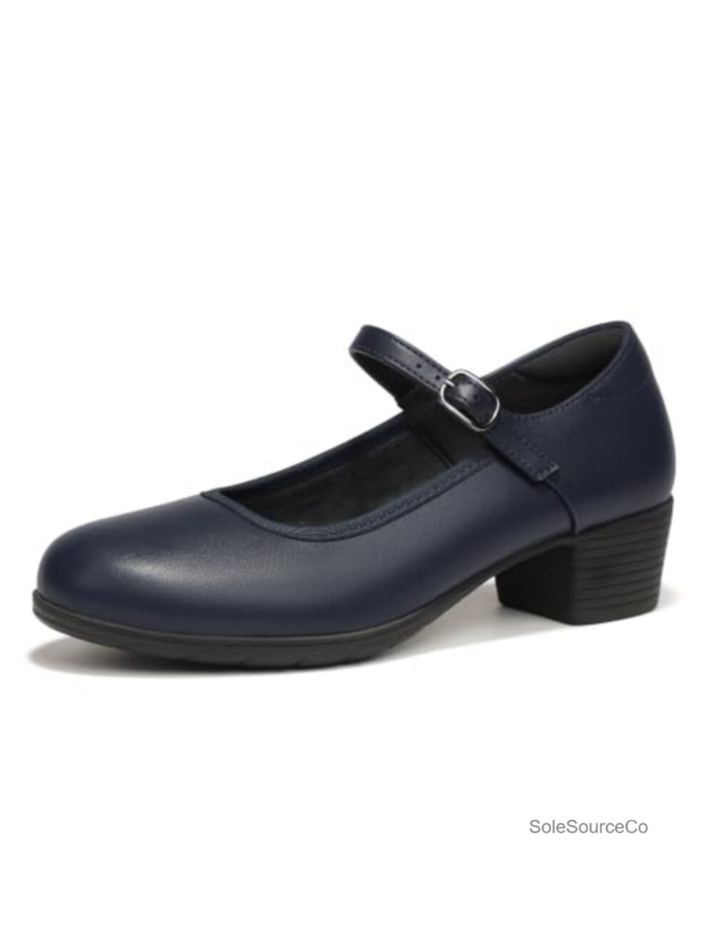 IDIFU Mary Jane Shoes Women Closed Toe Low Block Heels Dress Pumps, Manmade